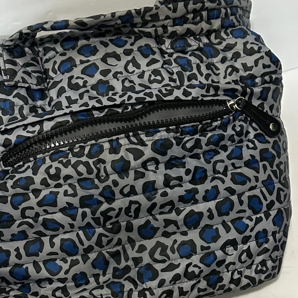 SONDRA ROBERTS Stylish Squared Leopard Print Tote Bag - Gray and Blue EUC